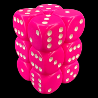 Chessex Opaque Pink & White 12 x D6 Dice Set
