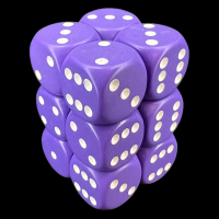 Chessex Opaque Purple & White 12 x D6 Dice Set