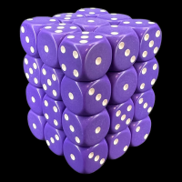 Chessex Opaque Purple & White 36 x D6 Dice Set