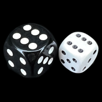 Chessex Opaque White & Black 12mm D6 Spot Dice