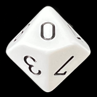 Chessex Opaque White & Black D10 Dice