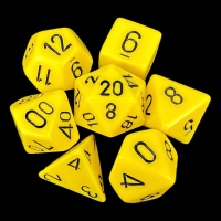 Chessex Opaque Yellow & Black 7 Dice Polyset
