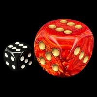 Chessex Scarab Scarlet with Gold BIG 30mm D6 Spot Dice