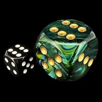 Chessex Scarab Jade with Gold BIG 30mm D6 Spot Dice