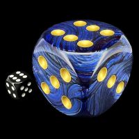 Chessex Scarab Royal Blue Blood with Gold MASSIVE 50mm D6 Spot Dice