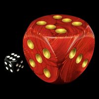 Chessex Scarab Scarlet with Gold MASSIVE 50mm D6 Spot Dice