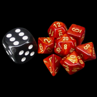 Chessex Scarab Scarlet MINI 7 Dice Polyset with Dice Cube