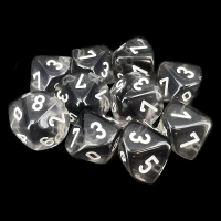 Chessex Translucent Smoke & White 10 x D10 Dice Set