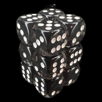 Chessex Translucent Smoke & White 12 x D6 Dice Set