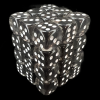 Chessex Translucent Smoke & White 36 x D6 Dice Set