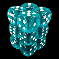 Chessex Translucent Teal & White 12 x D6 Dice Set