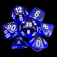 Chessex Translucent Blue & White 7 Dice Polyset