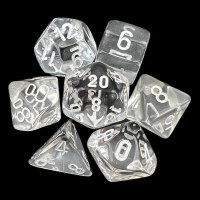 Chessex Translucent Clear & White 7 Dice Polyset