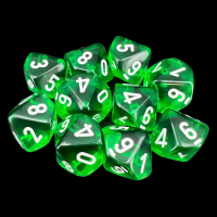 Chessex Translucent Green & White 10 x D10 Dice Set