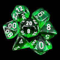 Chessex Translucent Green & White 7 Dice Polyset
