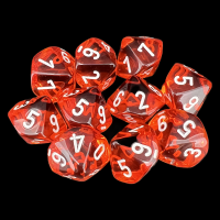 Chessex Translucent Orange & White 10 x D10 Dice Set