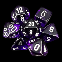 Chessex Translucent Purple & White 7 Dice Polyset