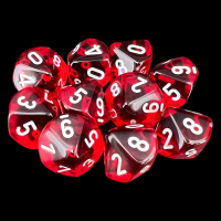 Chessex Translucent Red & White 10 x D10 Dice Set