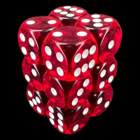 Chessex Translucent Red & White 12 x D6 Dice Set