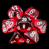 Chessex Translucent Red & White 7 Dice Polyset