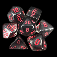 Chessex Translucent Smoke & Red 7 Dice Polyset
