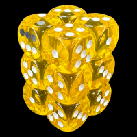 Chessex Translucent Yellow & White 12 x D6 Dice Set