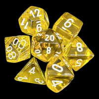 Chessex Translucent Yellow & White 7 Dice Polyset