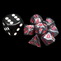 Chessex Velvet Black & Red MINI 7 Dice Polyset with Dice Cube