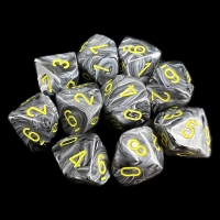Chessex Vortex Black & Yellow 10 x D10 Dice Set - Discontinued
