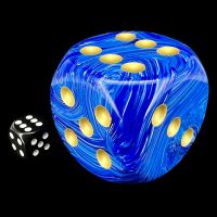 Chessex Vortex Blue with Gold MASSIVE 50mm D6 Spot Dice