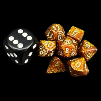 Chessex Glitter Gold & Silver MINI 7 Dice Polyset with Dice Cube