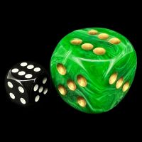 Chessex Vortex Green with Gold BIG 30mm D6 Spot Dice