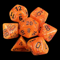 Chessex Vortex Orange & Black 7 Dice Polyset