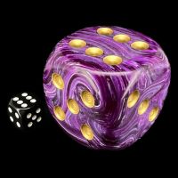 Chessex Vortex Purple with Gold MASSIVE 50mm D6 Spot Dice
