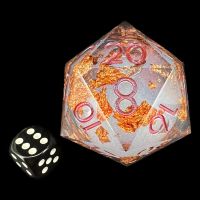 CLEARANCE TDSO Liquid Core Blue & Metallic Copper with Silver Glitter MASSIVE 50mm D20 Dice 