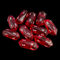 Crystal Caste Gem Red 10 x D10 Dice Set