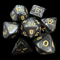 D&G Pearl Black & Gold 7 Dice Polyset