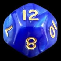 D&G Pearl Blue & Gold D12 Dice