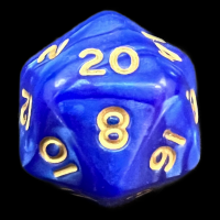 D&G Pearl Blue & Gold D20 Dice