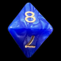 D&G Pearl Blue & Gold D8 Dice