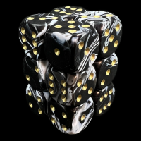 D&G Marble Black & White 12 x D6 Dice Set