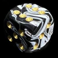 D&G Marble Black & White 15mm D6 Spot Dice