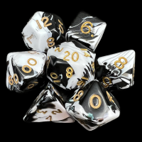 D&G Marble Black & White 7 Dice Polyset