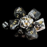 D&G Marble Black & White JUMBO 34mm 7 Dice Polyset