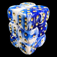 D&G Marble Blue & White 12 x D6 Dice Set