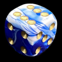 D&G Marble Blue & White 15mm D6 Spot Dice