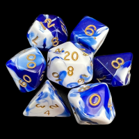 D&G Marble Blue & White 7 Dice Polyset