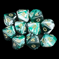 D&G Marble Green & White 10 x D10 Dice Set