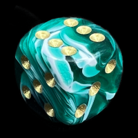 D&G Marble Green & White 15mm D6 Spot Dice