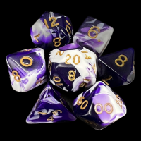 D&G Marble Purple & White 7 Dice Polyset